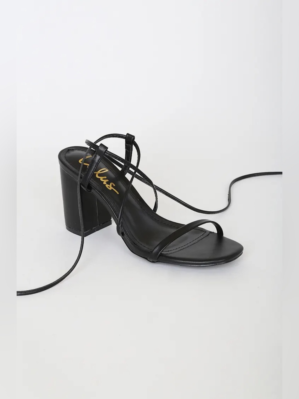 Lulu’s Black Strappy Lace Up Heels